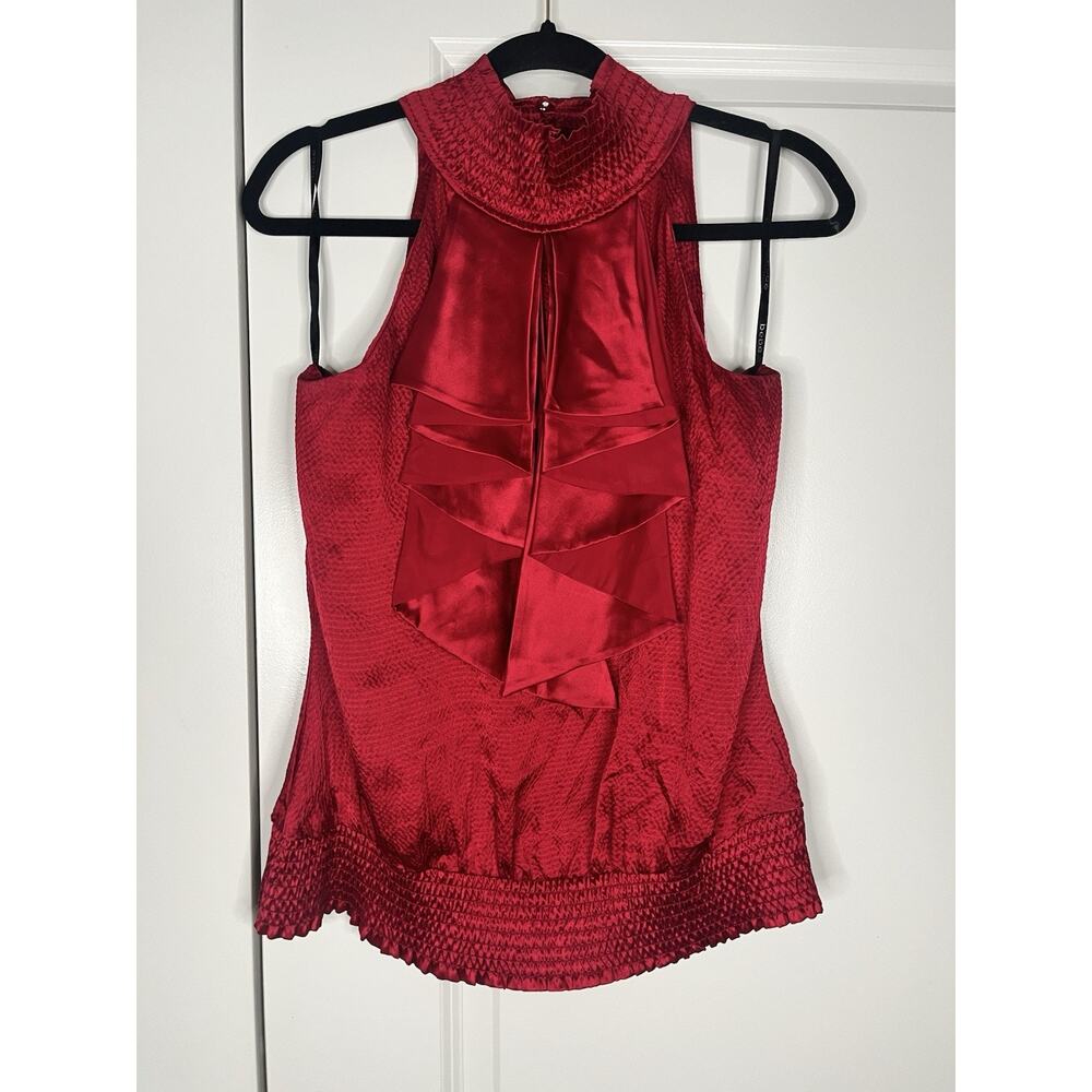 Bebe Textured Y2K Rockabilly Halter Top Blouse 100% Silk Size Small Club Wear